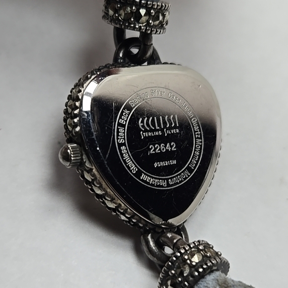 Ecclissi Sterling Silver Heart Watch Marcasite Bracelet MOP Dial New Battery 925 - Picture 11 of 11